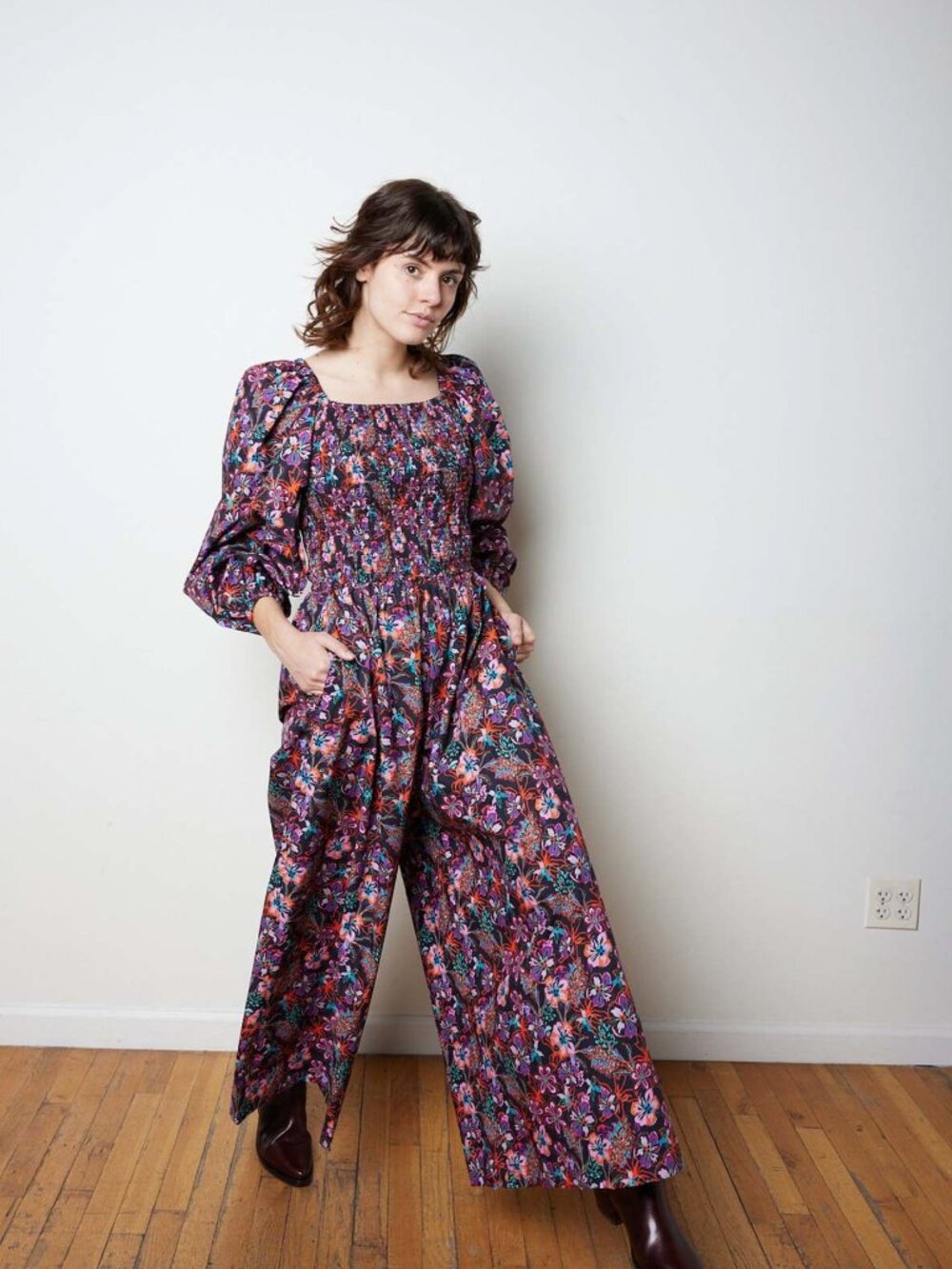 Rujuta Sheth Lou Long Sleeve Jumpsuit Meadow Print NWT